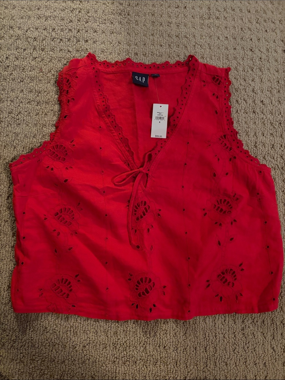 NWT GAP Red Eyelet Tie-Front Camisole Top
